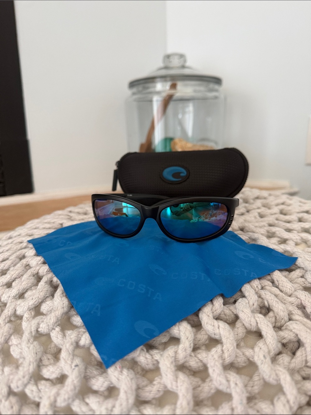 Costa Blue Mirrored Lens Sunglasses with Black Frame Copper Tint